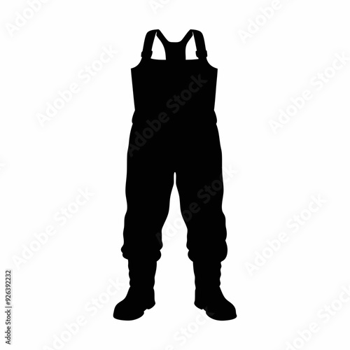 waders dress black and white silhouette illustration
