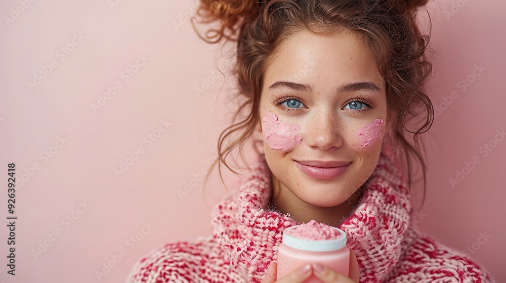 Graceful Young Lady Showcasing Her Skincare Routine with Natural Beauty Products. Skincare Essentials for Radiant Skin. Graceful Young Lady Showcasing Her Skincare Routine with Natural Beauty Products. Skincare Essentials for Radiant Skin.