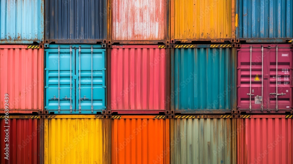 Shipping containers stacked on top of each other. Cargo sea port ...