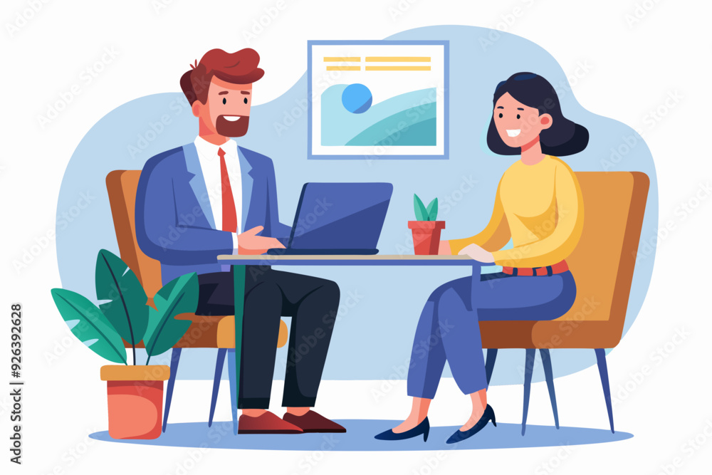 Job interview. Hiring an employee. A candidate for a position in a company is talking to an HR manager
Job interview. Hiring an employee. A candidate for a position in a company is talking to an HR manager