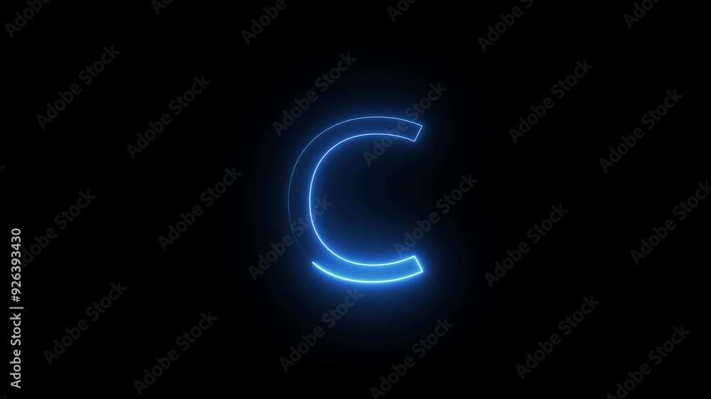 Blue Neon Glowing Alphabet Icon Animation. Neon Blue Font, Educational Concept, Character Symbol and Seamless Loop Background. Blue Neon Glowing Alphabet Icon Animation. Neon Blue Font, Educational Concept, Character Symbol and Seamless Loop Background.