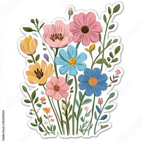 A vibrant illustration of diverse flowers, showcasing a colorful arrangement perfect for digital and print designs.