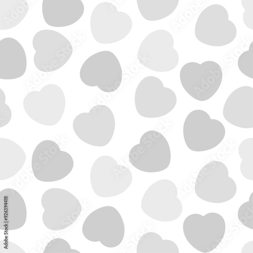 Candy Heart Pattern With Gray Hearts on a White Background. Cheerful, Love, Valentines Day Seamless Vector Design