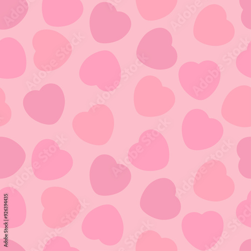 Colorful Vector Candy Hearts Pattern With Pink Hearts on Pastel Pink Background 