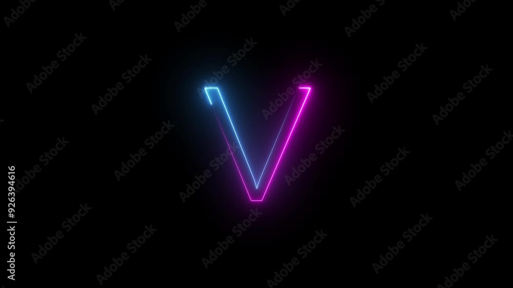 Animated Neon Glow Alphabet Symbol on Black Background. Animated Neon Glow Alphabet Symbol on Black Background.
