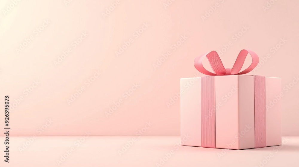 Pink gift box with ribbon on pastel background. Pink gift box with ribbon on pastel background.