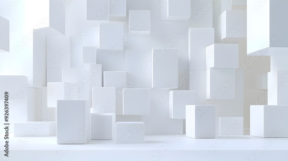 Seamless Geometric 3D Abstraction with Cohesive Squares in Bright Studio Setup Seamless Geometric 3D Abstraction with Cohesive Squares in Bright Studio Setup