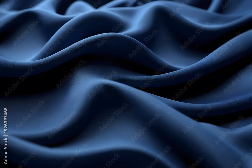 Obraz premium Abstract blue fabric texture with soft, flowing waves.