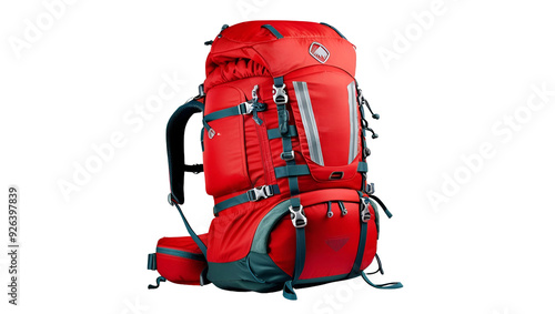 red backpack isolated on transparent background