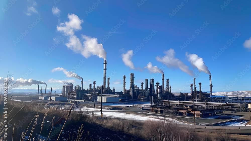 Obraz premium Oil Refinery Factory with Gas Power Plant.