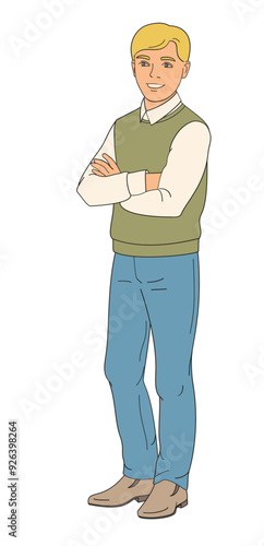 standing schoolboy in school uniform 