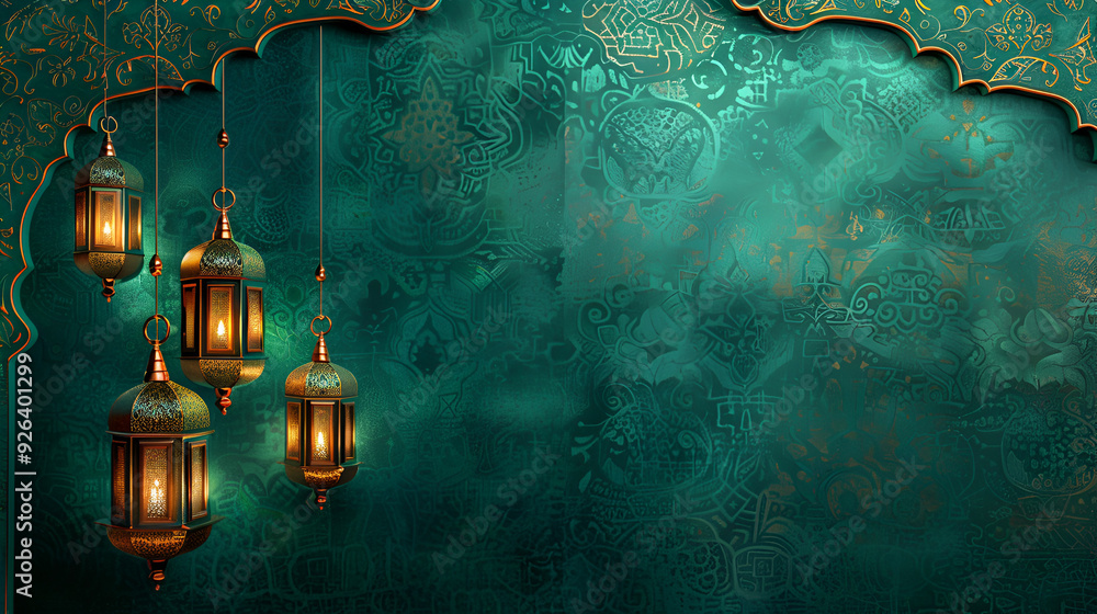 Lantern with Islamic Background. Ramadan Kareem, Copy Space. Lantern with Islamic Background. Ramadan Kareem, Copy Space.