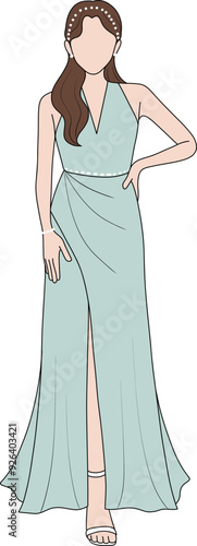 Handdrawn Elegant Bridesmaid Illustration