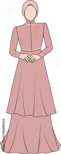 Handdrawn Modest Hijab Bridesmaid Illustration