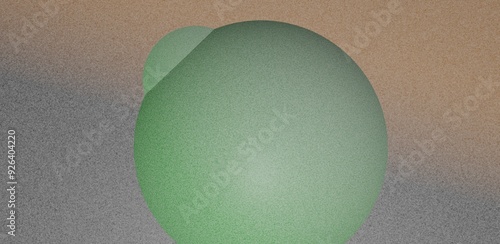 Grainy gradient sphere abstract geometric light green shapes poster noise texture beige gray background banner design