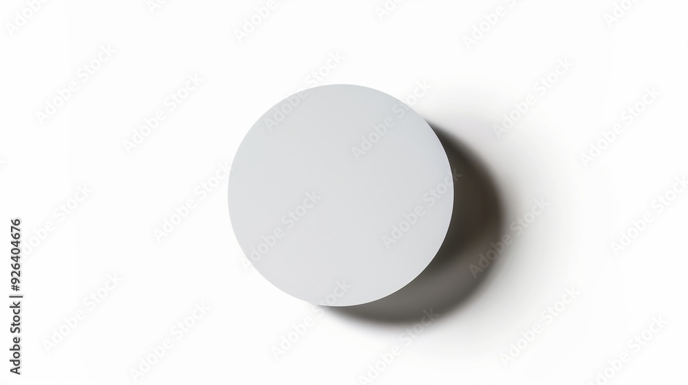 Photorealistic Circle Paper Sticker on White Background with Shadow Effect Minimalist Design Photorealistic Circle Paper Sticker on White Background with Shadow Effect Minimalist Design