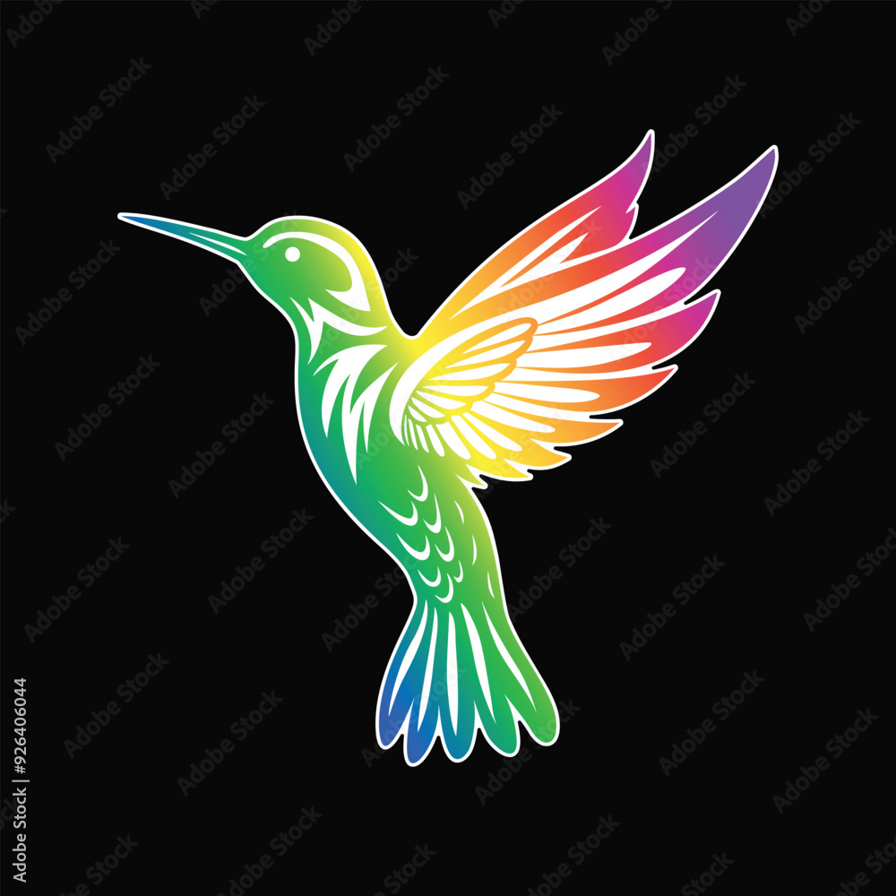 Obraz premium Flaying hummingbird Bird Colorful vector Style. colibri icon