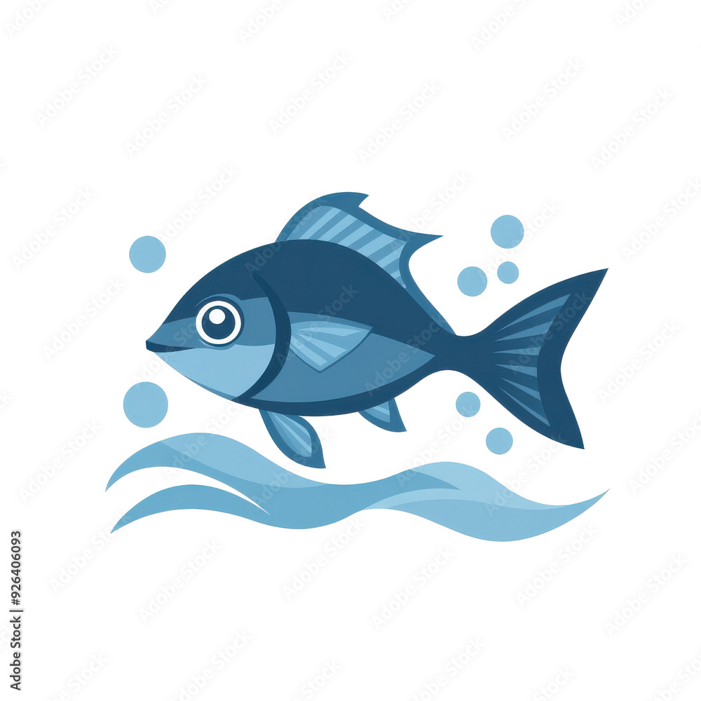 Obraz premium A vibrant blue fish swimming gracefully among bubbles in clear water, perfect for aquatic-themed design projects.