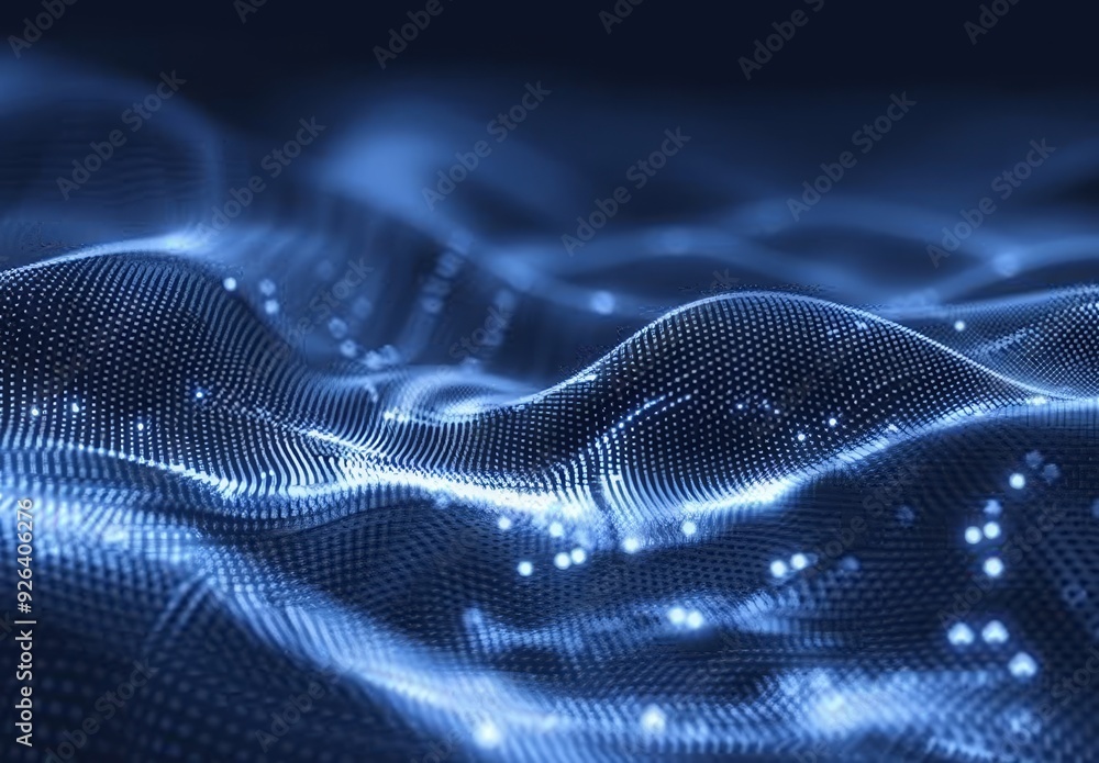 Abstract Digital Illustration with Gradient Dots in Dark Blue Background Abstract Digital Illustration with Gradient Dots in Dark Blue Background