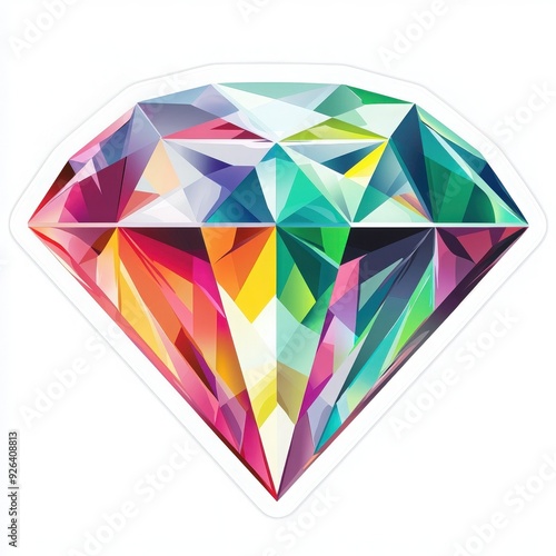 A colorful, geometric diamond design showcasing sparkling facets and vibrant hues, perfect for art, jewelry, or luxury-themed projects.
