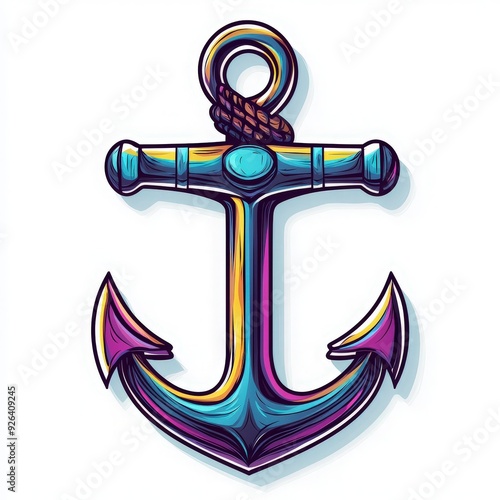 A vibrant, artistic anchor design capturing the essence of maritime themes and nautical adventures. photo