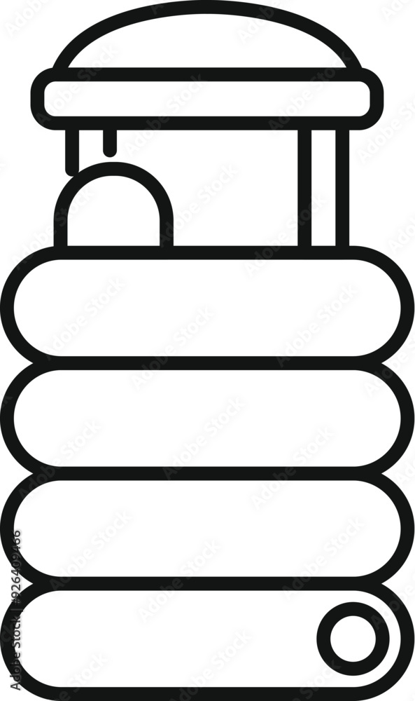 Line drawing of an inflatable water slide, perfect for illustrating summer fun, water parks, or vacation activities