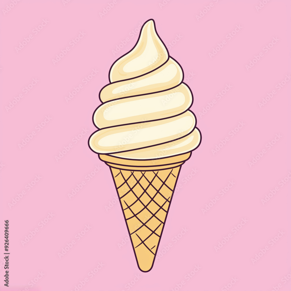 Playful Ice Cream Cone Illustration on Soft Pink Background - Whimsical Dessert Art with Thick Lines for Sweet-Themed Projects and Digital Designs Playful Ice Cream Cone Illustration on Soft Pink Background - Whimsical Dessert Art with Thick Lines for Sweet-Themed Projects and Digital Designs