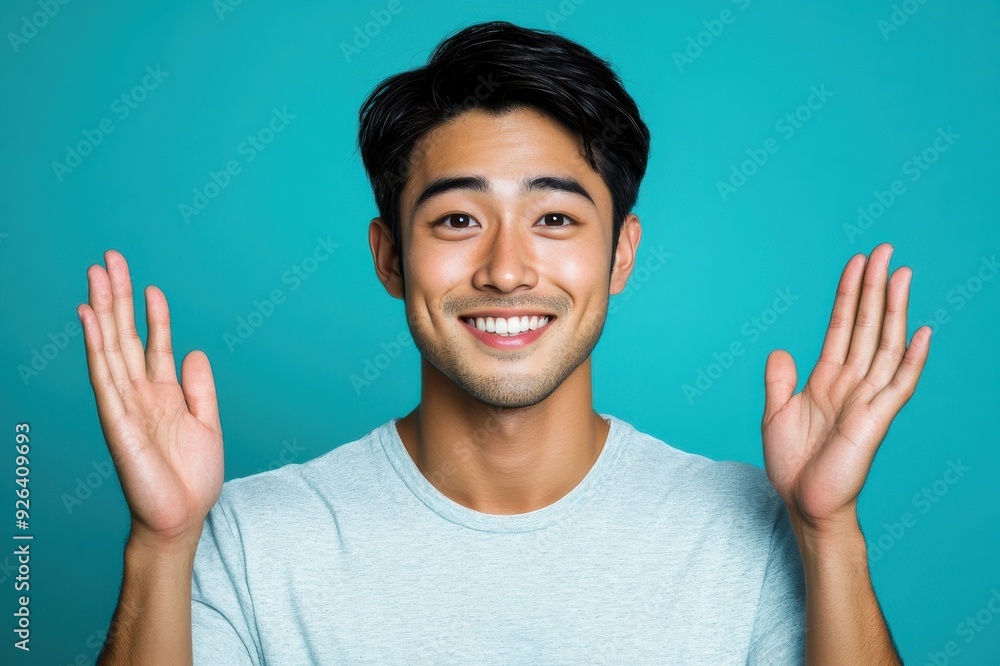 両手を広げてどっちにするかナビゲートする笑顔の日本人男性(比較・検討・おすすめ・PR・案内・メリット・デメリット) 両手を広げてどっちにするかナビゲートする笑顔の日本人男性(比較・検討・おすすめ・PR・案内・メリット・デメリット)