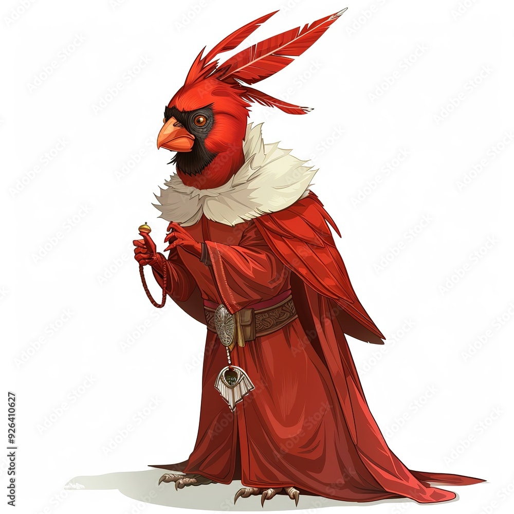 Fototapeta premium Cardinalementalist Occupation fantasy animal cartoon isolated whitebackground
