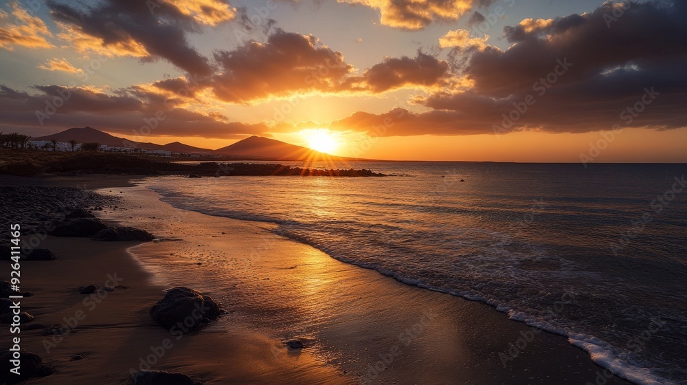 Obraz premium Playa Blanca sunset view