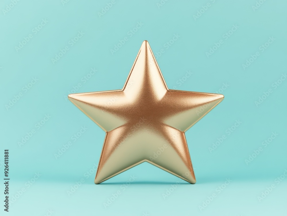 Obraz premium Gold Star on Turquoise Background