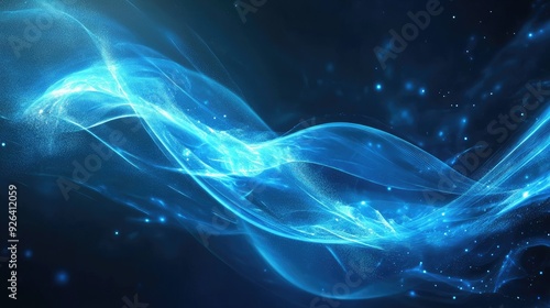 Abstract background with flowing, glowing blue lines and a futuristic aesthetic. Ideal for tech concepts, business banners, and modern design elements.