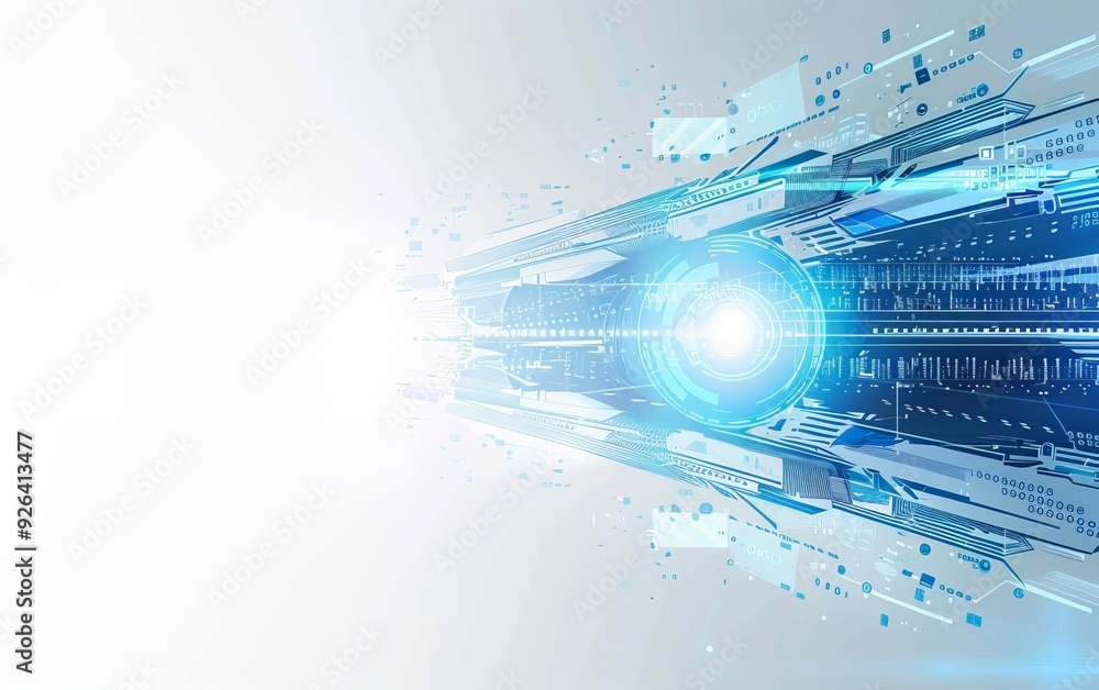 Obraz premium Abstract Futuristic Background with Blue and White Technology Elements.