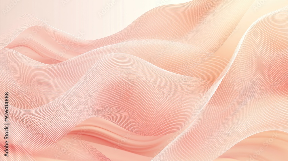 Obraz premium Abstract peach background featuring elegant wavy lines, ideal for a modern and appealing vector illustration for banners or posters.