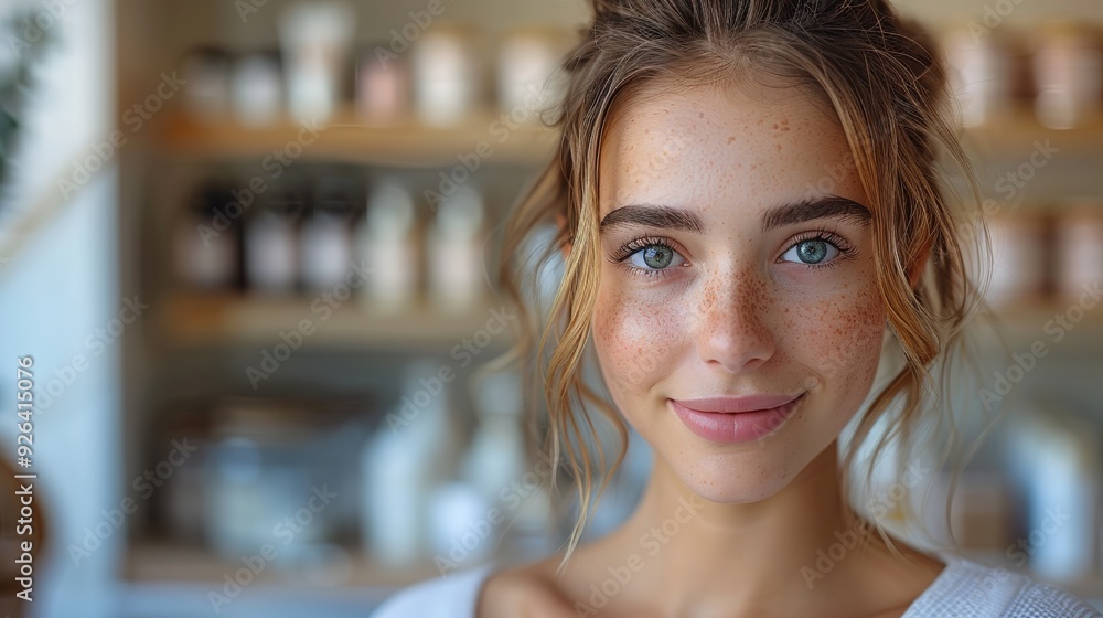 Graceful Young Lady Showcasing Her Skincare Routine with Natural Beauty Products. Skincare Essentials for Radiant Skin. Graceful Young Lady Showcasing Her Skincare Routine with Natural Beauty Products. Skincare Essentials for Radiant Skin.