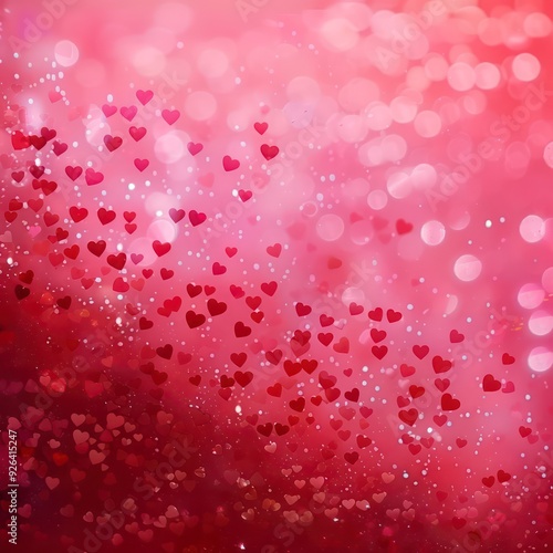 Heart design on a Valentine’s in red and pink, celebrating the holiday with festive decorations and a touch of light.