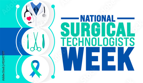 National Surgical Technologists Week is observed every year in September. Holiday concept. Template for background, banner, card, poster, placard, design template with unique shapes .