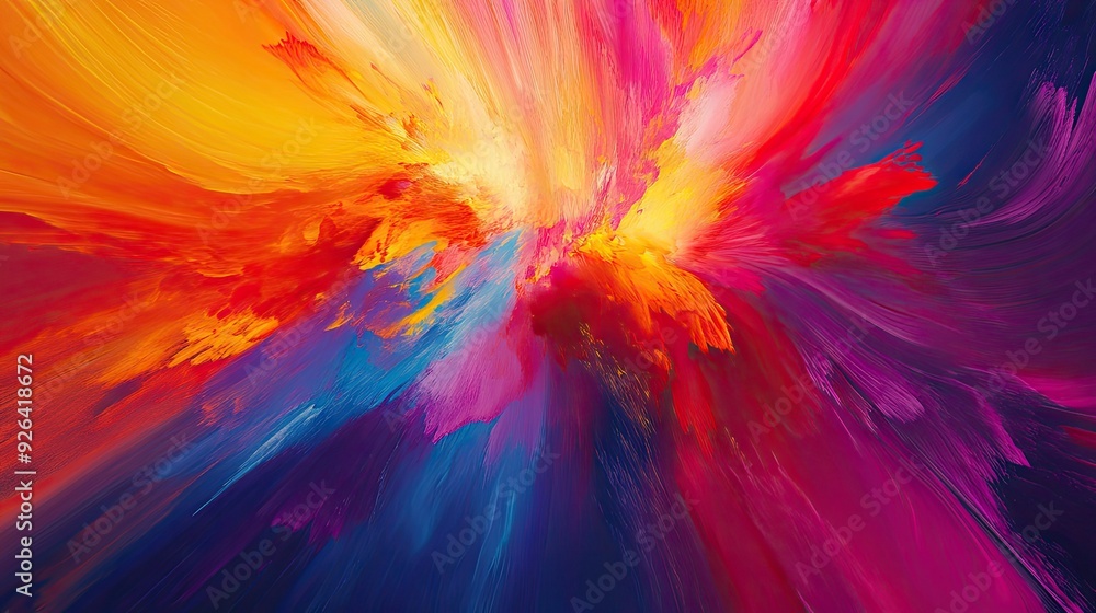 Bright and energetic color abstract background with explosive bursts of color and dynamic shapes. Perfect for high-impact advertising, modern art, and vibrant presentations. Bright and energetic color abstract background with explosive bursts of color and dynamic shapes. Perfect for high-impact advertising, modern art, and vibrant presentations.