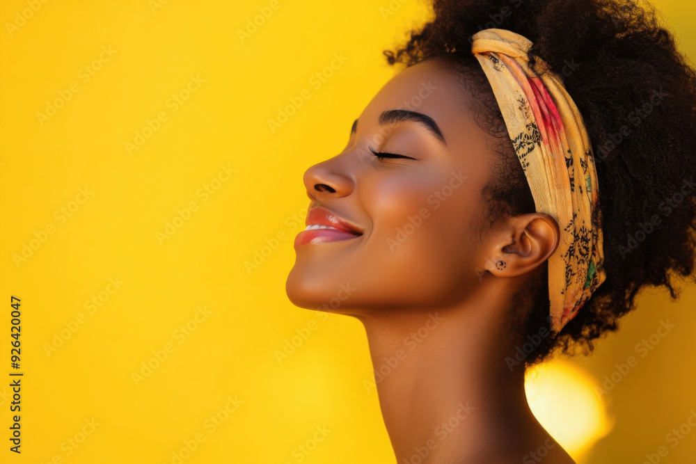 A close up of a tattooed black woman's face with her eyes closed A close up of a tattooed black woman's face with her eyes closed