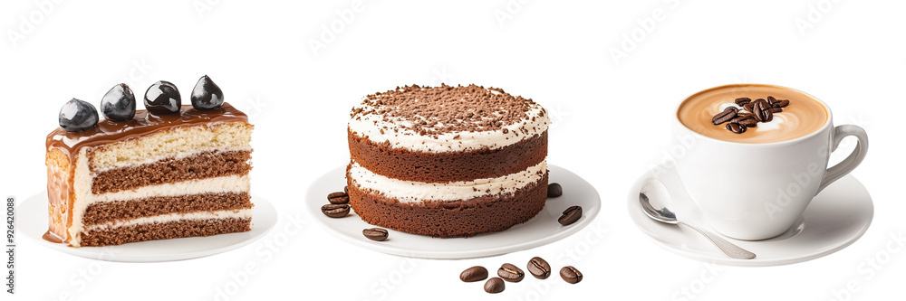 Coffee desert cake on white Background Coffee desert cake on white Background