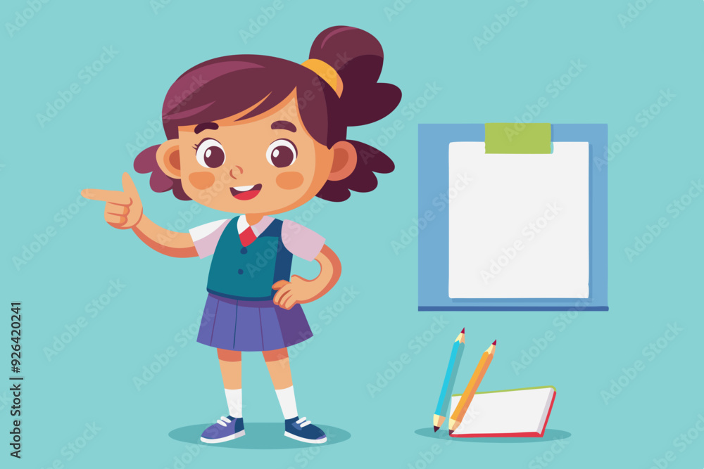 Set of elementary school student little girl character. Schoolgirl shows a gesture cool, poses, points to a blank poster, writes in a notebook, shrugs
Set of elementary school student little girl character. Schoolgirl shows a gesture cool, poses, points to a blank poster, writes in a notebook, shrugs