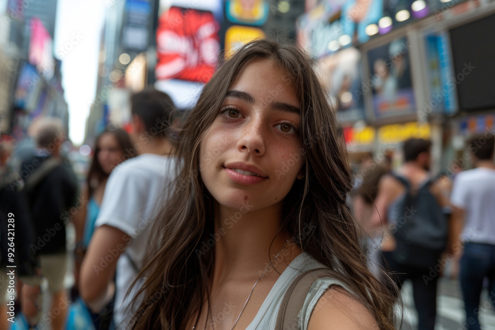 Young female tourist taking a selfie in the city center Young female tourist taking a selfie in the city center