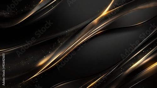 Dark grey luxury background with shimmering gold light lines and soft shadows, offering a chic and polished aesthetic.