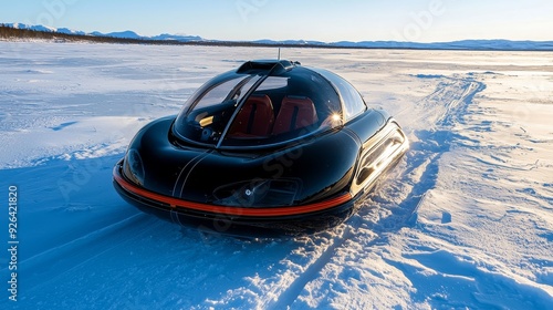 Autonomous hovercraft crossing frozen tundra photo