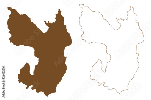 Vagsoy island (Kingdom of Norway) map vector illustration, scribble sketch Vagsoy map