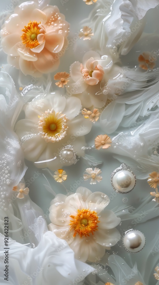 Beautiful flowers floating in a pool of water Beautiful flowers floating in a pool of water