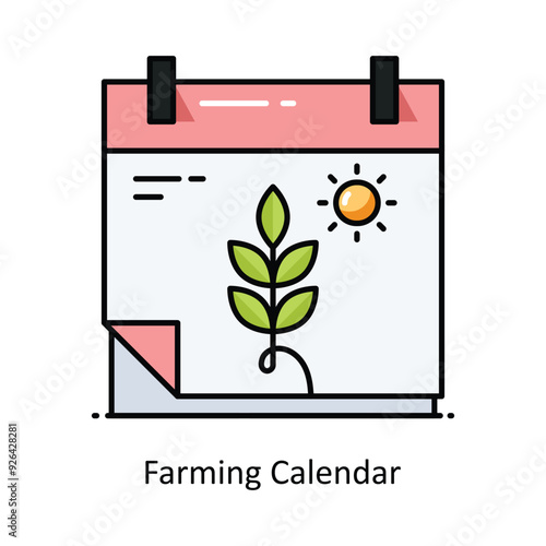 Farming Calendar vector Filled outline icon style illustration. Symbol on White background EPS 10 File