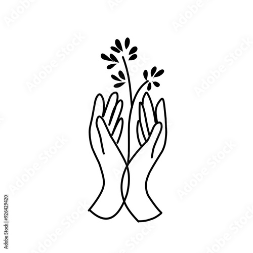 hand with leaf design