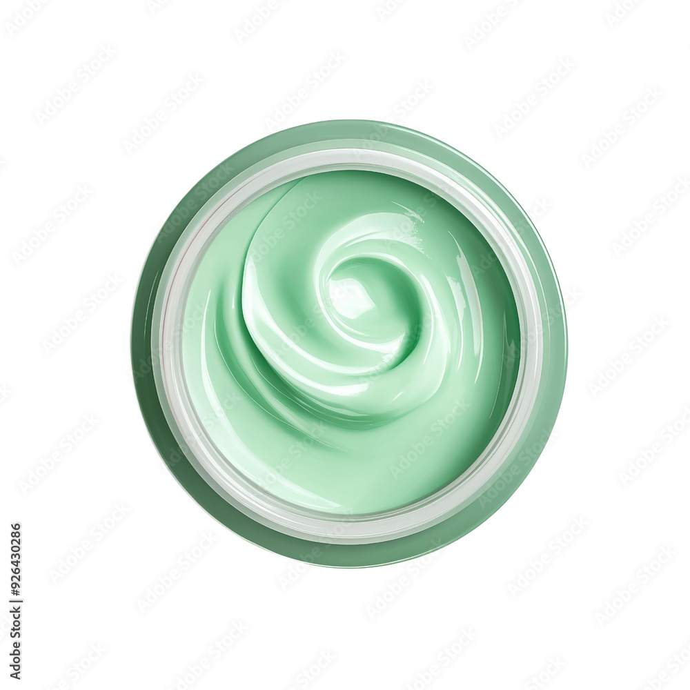 A green cream is in a jar A green cream is in a jar