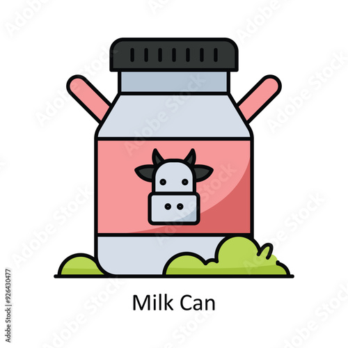 Milk Can vector  Filled outline icon style illustration. Symbol on White background EPS 10 File